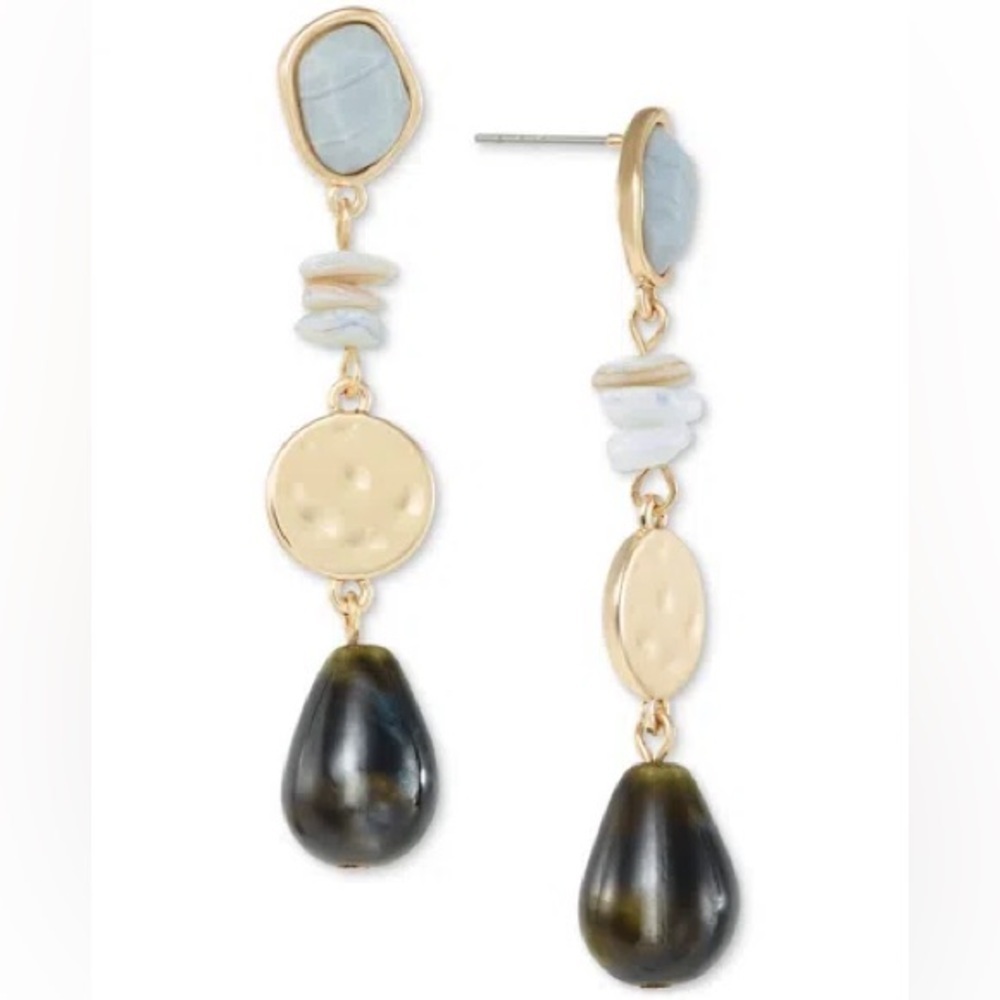 NWT Stone & Bead Linear Drop Earrings